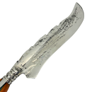 Faca Forjada Aço Inox 420c - 20" - Cabo Full Tang Invertido Nó de Pinho e Resina Azul