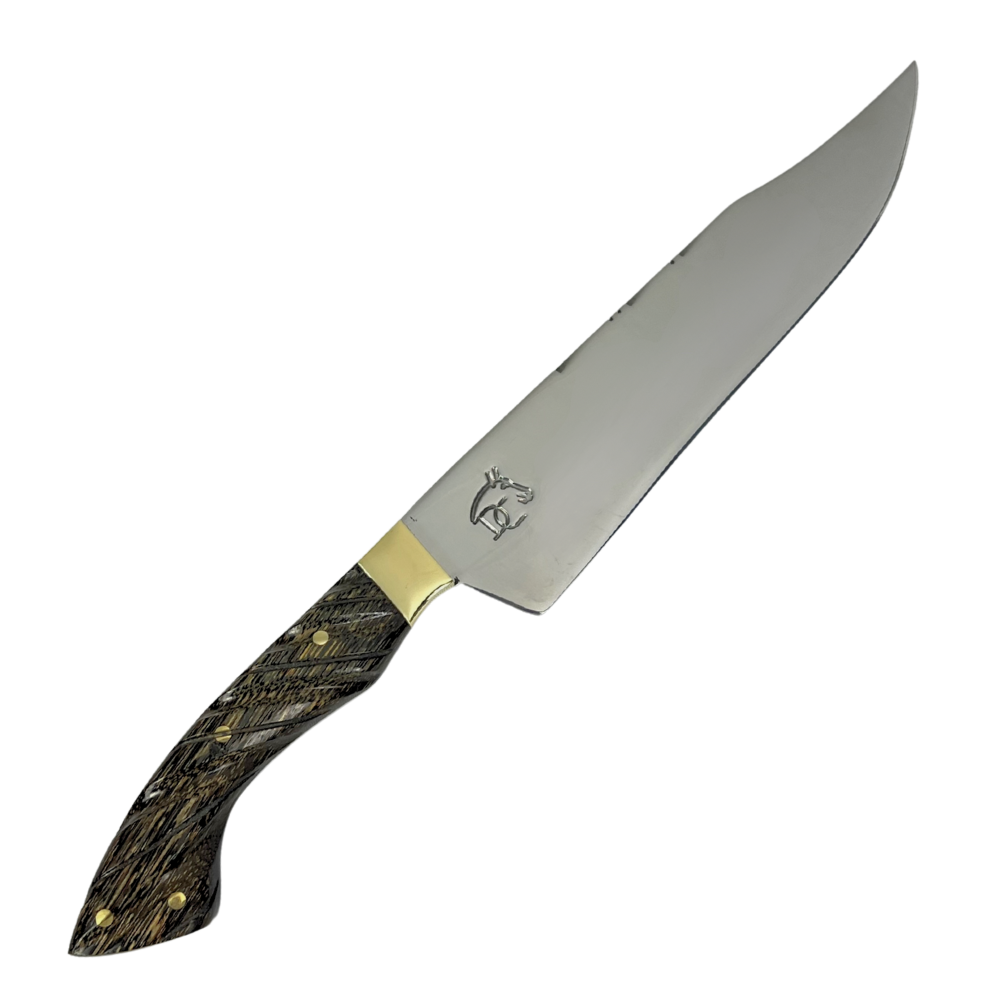 Faca Artesanal 8,5" Full Tang - Cabo Madeira Tucumã - Guarda em Latão