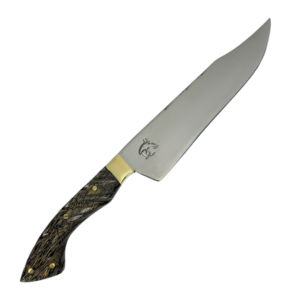 Faca Artesanal 8,5" Full Tang - Cabo Madeira Tucumã - Guarda em Latão