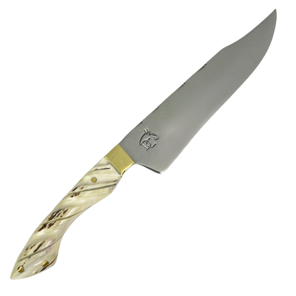 Faca Artesanal 8,5" - Cabo em Chifre de Cervo Natural - Guarda em Latão - Personalização Grátis