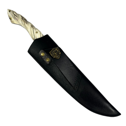 Faca Artesanal 8,5" - Cabo em Chifre de Cervo Natural - Guarda em Latão - Personalização Grátis