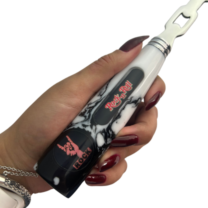 Garfo Artesanal Rock 'n' Roll - Aço Inox com Design Vazado - Cabo em Resina Marmorizada - Coleção Rock Legends