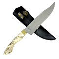 Faca de Churrasco Artesanal 8,5" - Cabo em Chifre de Cervo Resina - Guarda em Latão - Personalização Grátis