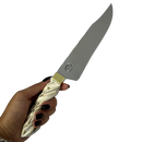 Faca Artesanal 8,5" - Cabo em Chifre de Cervo Natural - Guarda em Latão - Personalização Grátis