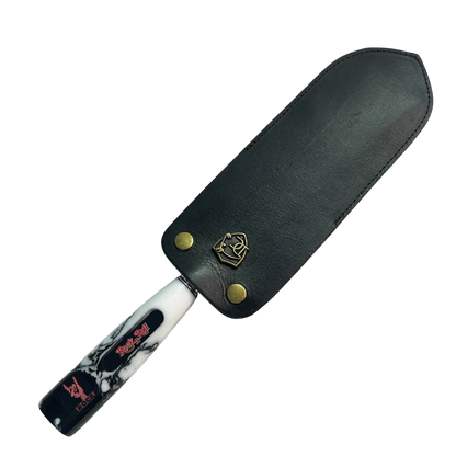 Garfo Artesanal Rock 'n' Roll - Aço Inox com Design Vazado - Cabo em Resina Marmorizada - Coleção Rock Legends