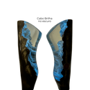 Faca Artesanal Damasco 12" - Cabo em Resina com Madeira Brilha no Escuro - Peça Única