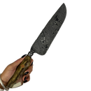 Faca Artesanal Damasco 12" - Cabo em Resina com Madeira Brilha no Escuro - Peça Única