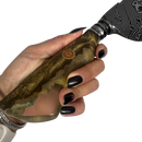 Faca Artesanal Damasco 12" - Cabo em Resina com Madeira Brilha no Escuro - Peça Única