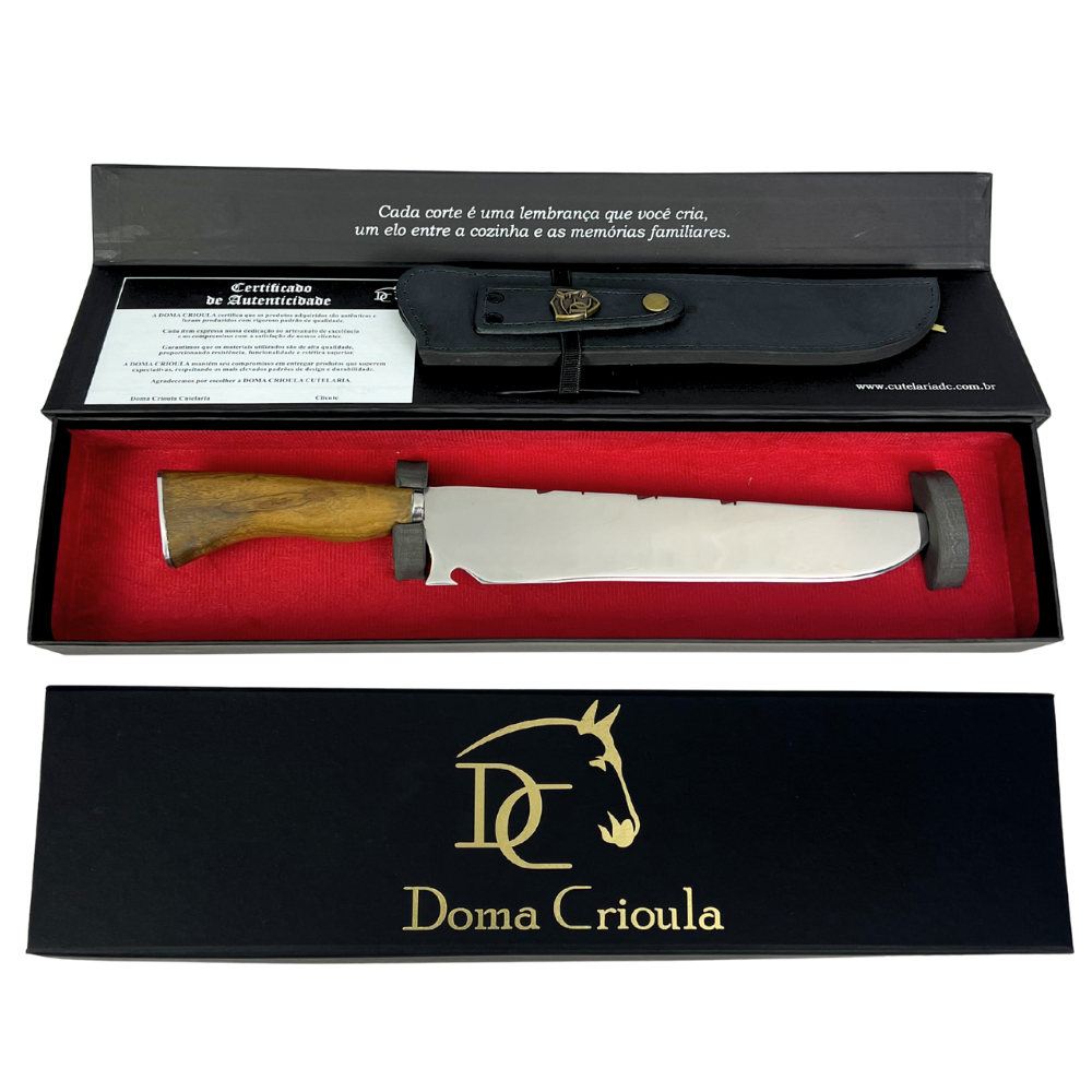 Faca Slim Lisa 10" - Cabo de Madeira - Personalização Laser Grátis