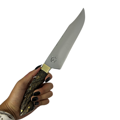 Faca Artesanal 8,5" Full Tang - Cabo Madeira Tucumã - Guarda em Latão
