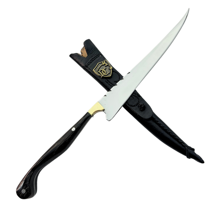 Faca Fileteira Aço Inox 420C 7 Polegadas - Cabo Full Tang Madeira Tucumã