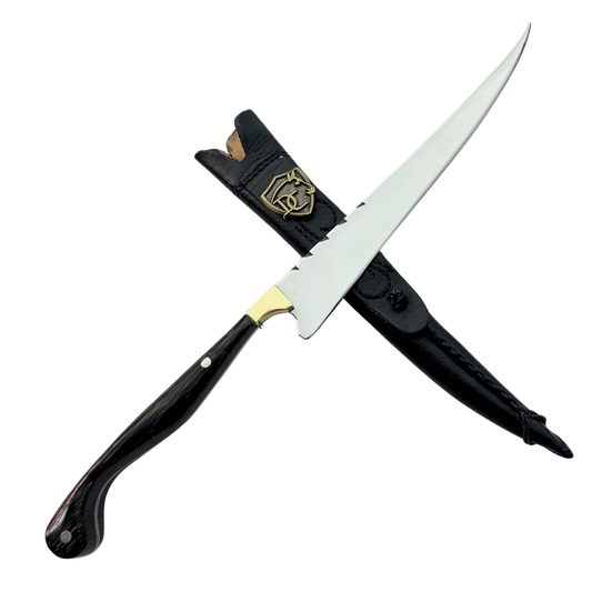 Faca Fileteira Aço Inox 420C 7 Polegadas - Cabo Full Tang Madeira Tucumã