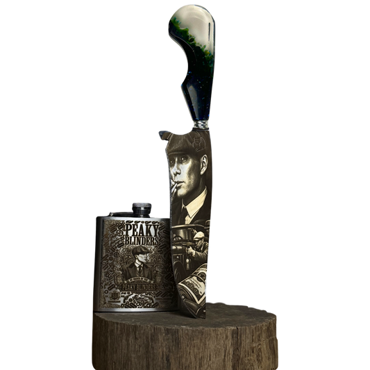 Kit Peaky Blinders - Faca 8" + Cantil - Gravação a Laser