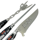 Kit Faca, Garfo e Chaira 8" AC/DC - Cabo Resina Personalizado