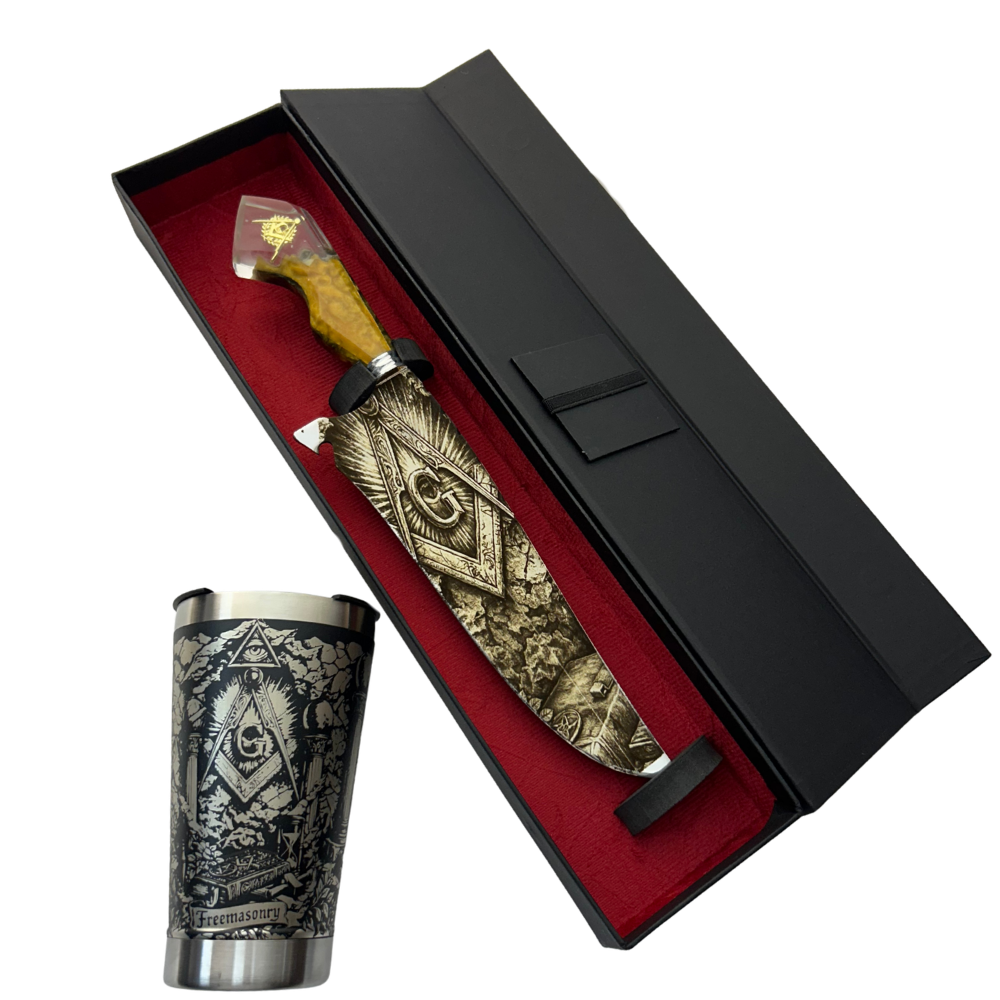 Kit Maçonaria - Faca 10" + Copo Térmico - Gravação a Laser 360°