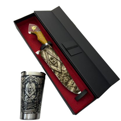 Kit Maçonaria - Faca 10" + Copo Térmico - Gravação a Laser 360°