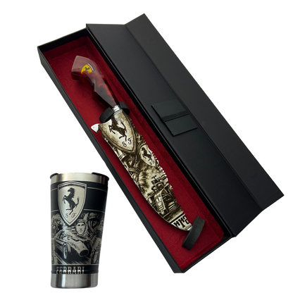 Kit Ferrari - Faca 10" + Copo Térmico - Gravação a Laser 360°