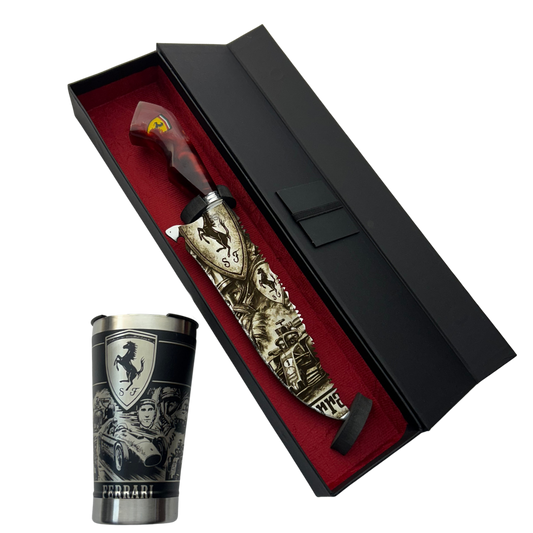 Kit Ferrari - Faca 10" + Copo Térmico - Gravação a Laser 360°
