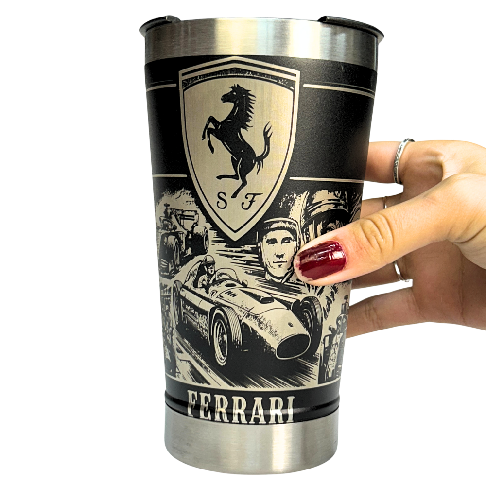 Kit Ferrari - Faca 10" + Copo Térmico - Gravação a Laser 360°