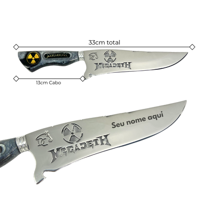 Faca Megadeth 8" - Cabo Resina Personalizado - Símbolo Radioativo - Thrash Metal