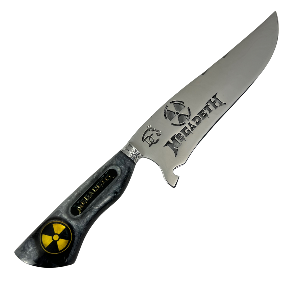 Faca Megadeth 8" - Cabo Resina Personalizado - Símbolo Radioativo - Thrash Metal