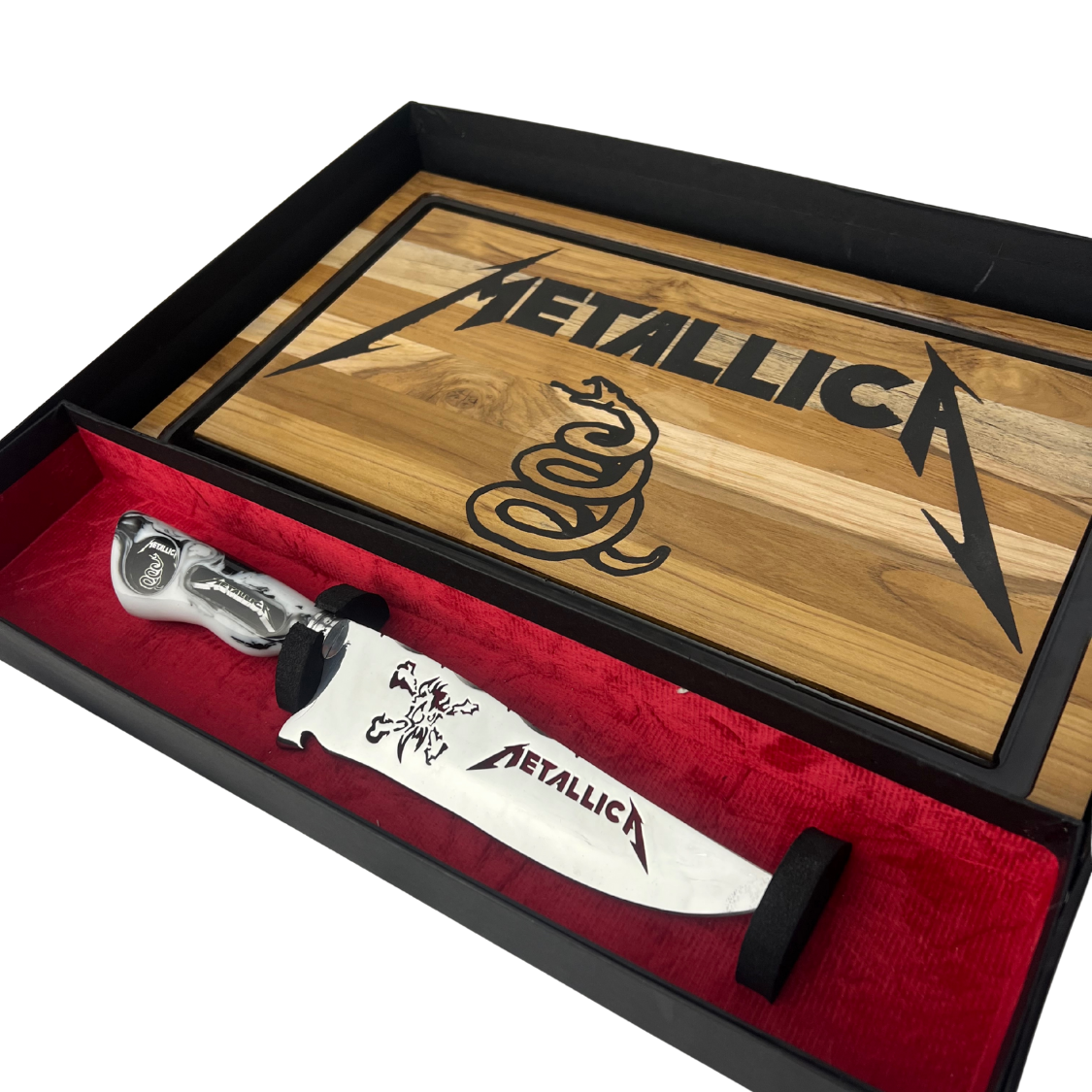 Kit Metallica - Faca 8" + Tábua Personalizada