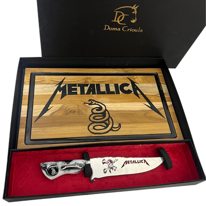 Kit Metallica - Faca 8" + Tábua Personalizada