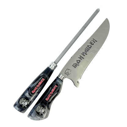 Kit Faca e Chaira 8" Iron Maiden - Cabo Resina Personalizado