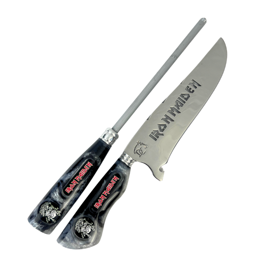 Kit Faca e Chaira 8" Iron Maiden - Cabo Resina Personalizado