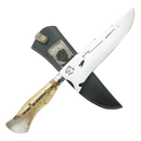 Faca Artesanal para Churrasco 8" Folhas Douradas - Cutelaria Gaúcha Aço Inox Premium