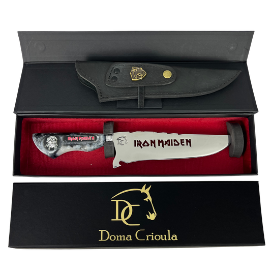 Faca Picanheira Iron Maiden 8 Polegadas - Cabo Resina Personalizado - Churrasco Rock