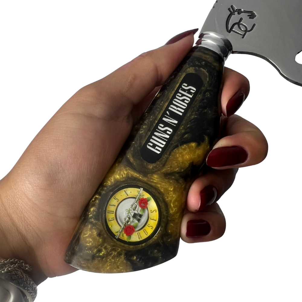 Faca Artesanal Guns N' Roses 8 Polegadas - Aço Inox com Bainha de Couro
