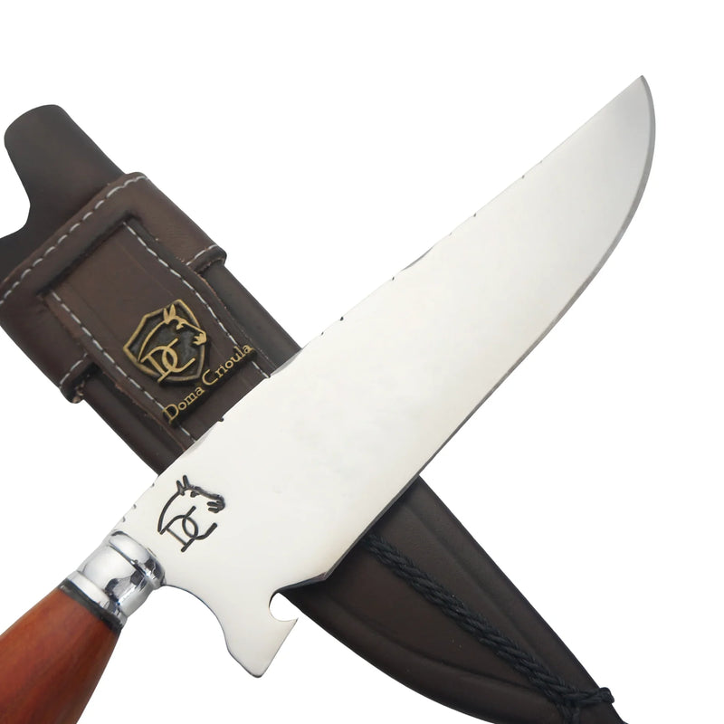 Faca Artesanal para Churrasco 8" Lâmina Lisa - Cutelaria Religiosa Nossa Senhora Dourada