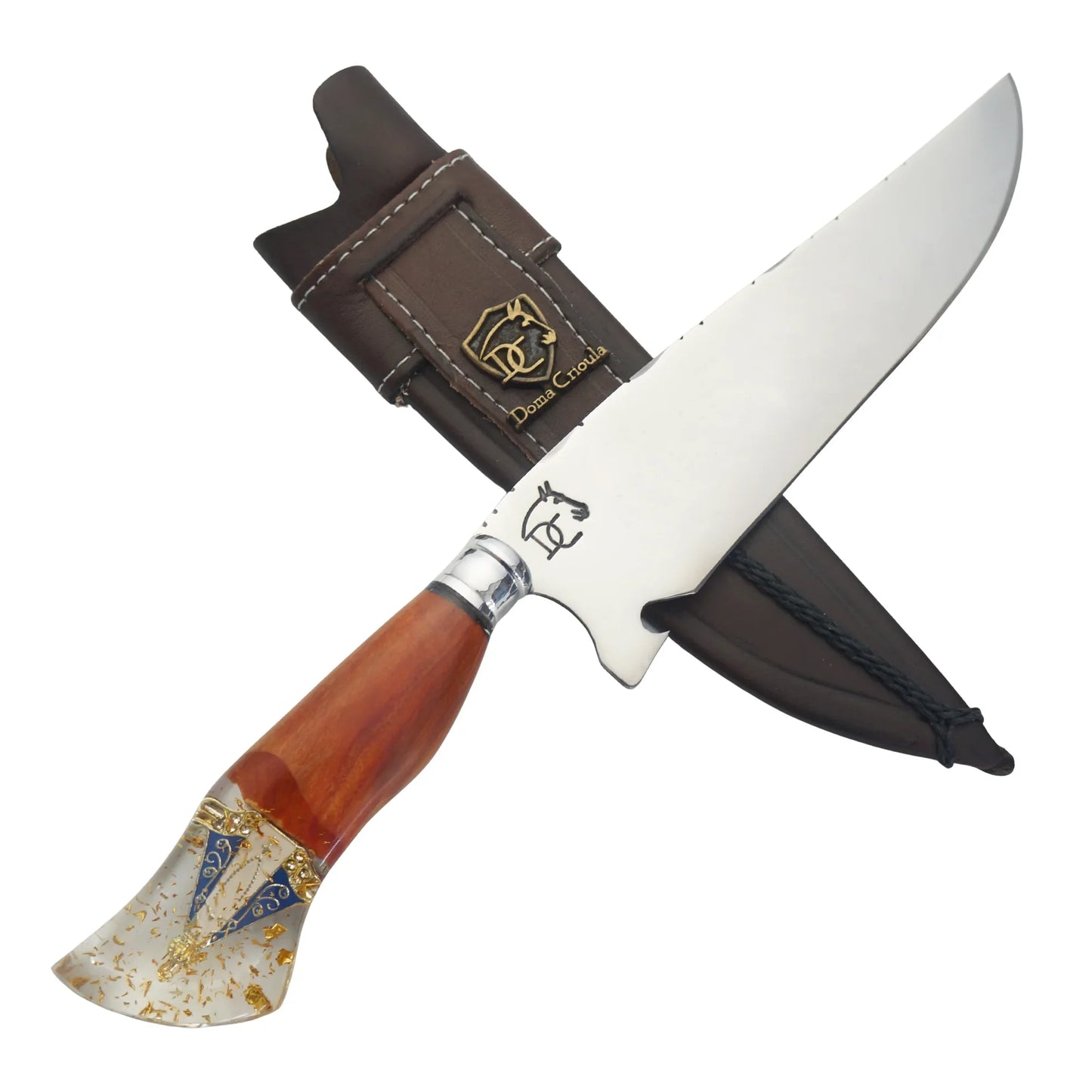 Faca Artesanal para Churrasco 8" Lâmina Lisa - Cutelaria Religiosa Nossa Senhora Dourada