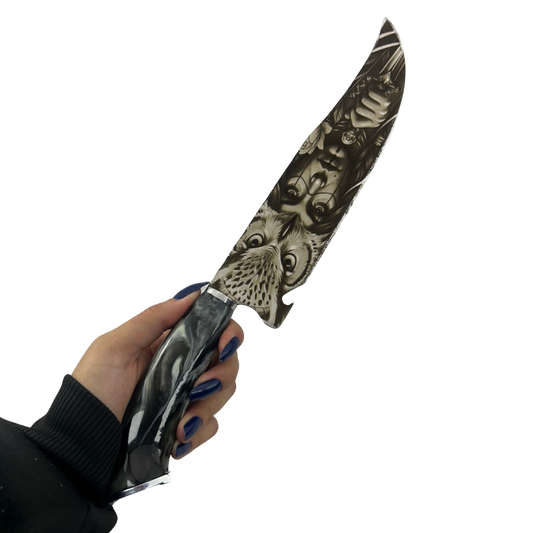 Faca de Churrasco 8 Polegadas Personalizada a Laser - Cabo Resina com Ferradura - 33cm