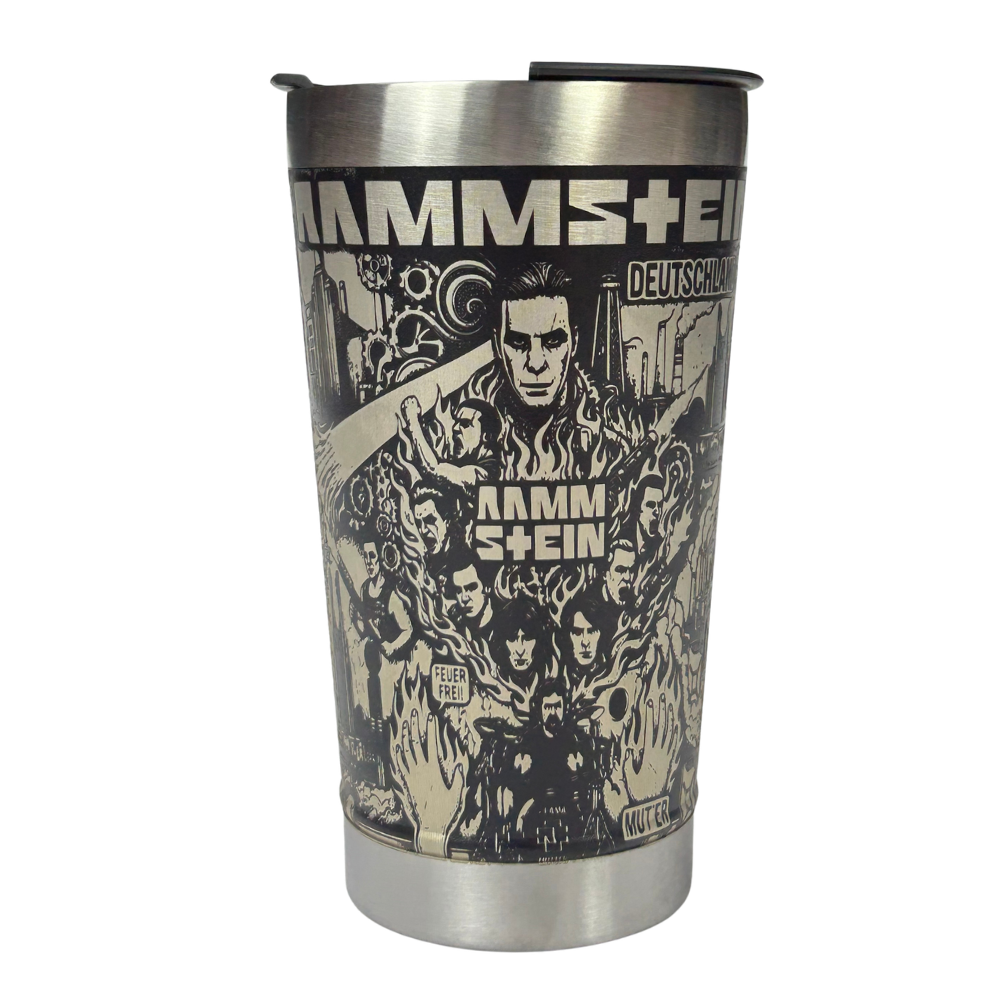 Copo Térmico Rammstein - Gravação a Laser 360° - 475ml | Doma Crioula Cutelaria Artesanal
