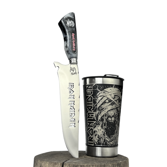 Kit Iron Maiden - Faca + Copo Térmico - Gravação a Laser 360°