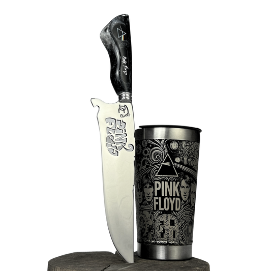 Kit Pink Floyd - Faca 8" + Copo Térmico - Gravação a Laser 360°