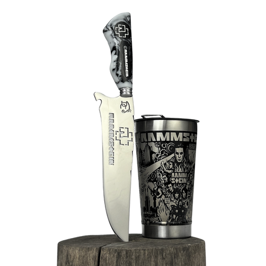Kit Rammstein - Faca 8" + Copo Térmico - Gravação a Laser 360°