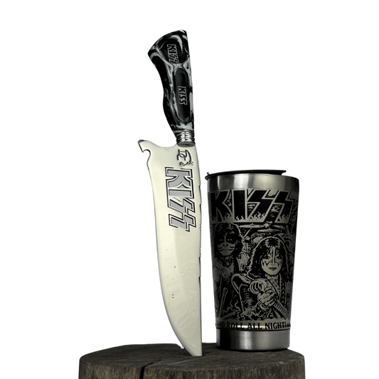 Kit KISS - Faca 8" + Copo Térmico - Gravação a Laser 360°