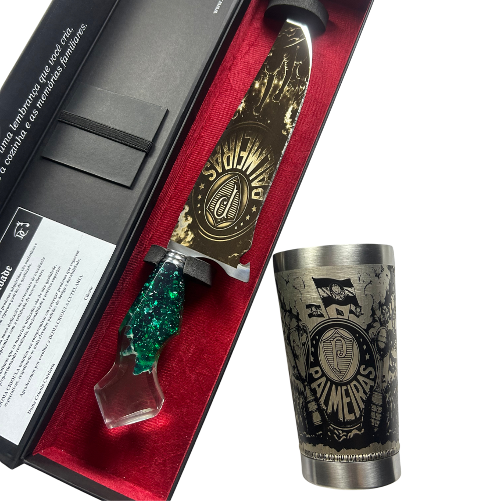 Kit Palmeiras - Faca 10" + Copo Térmico - Gravação a Laser 360°