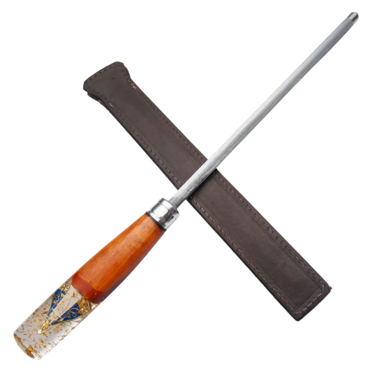 Chaira Profissional Aço Inox - Cabo Híbrido Madeira Resina Nossa Senhora