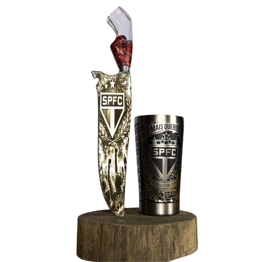 Kit São Paulo - Faca 10" + Copo Térmico - Gravação a Laser 360°