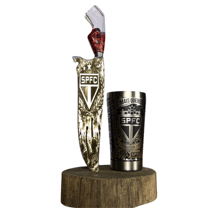 Kit São Paulo - Faca 10" + Copo Térmico - Gravação a Laser 360°