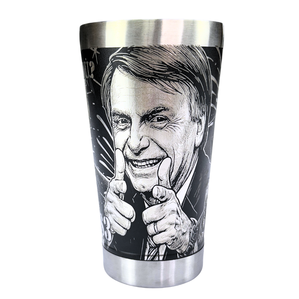 Kit Bolsonaro - Faca Artesanal + Copo Térmico - Gravação a Laser 360° - 2 Peças