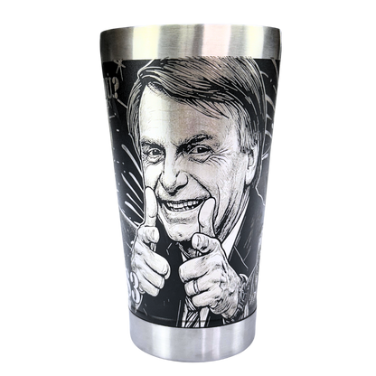 Kit Bolsonaro - Faca Artesanal + Copo Térmico - Gravação a Laser 360° - 2 Peças