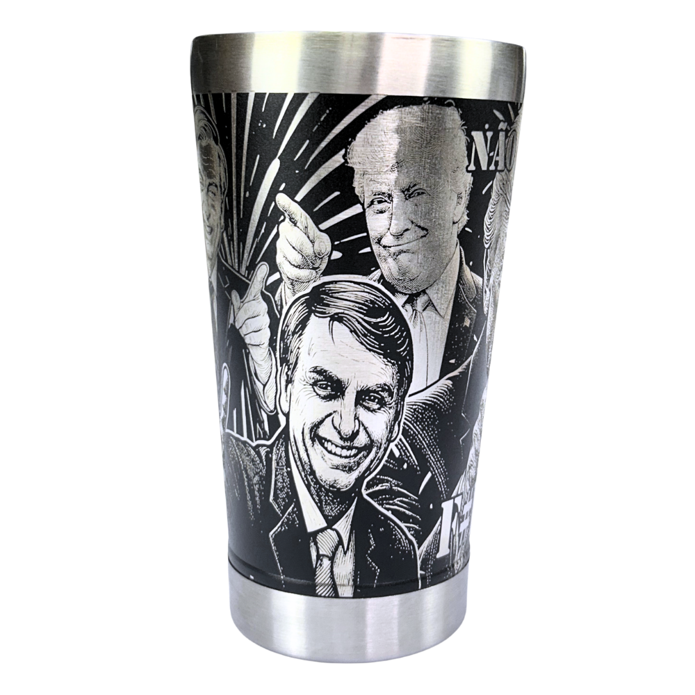 Kit Bolsonaro - Faca Artesanal + Copo Térmico - Gravação a Laser 360° - 2 Peças