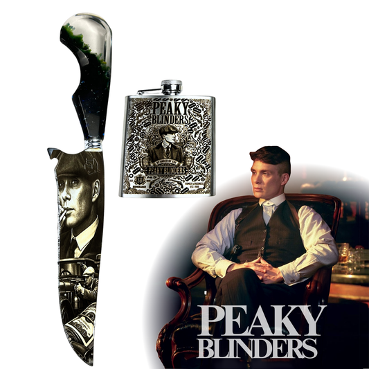 Kit Peaky Blinders - Faca 8" + Cantil - Gravação a Laser