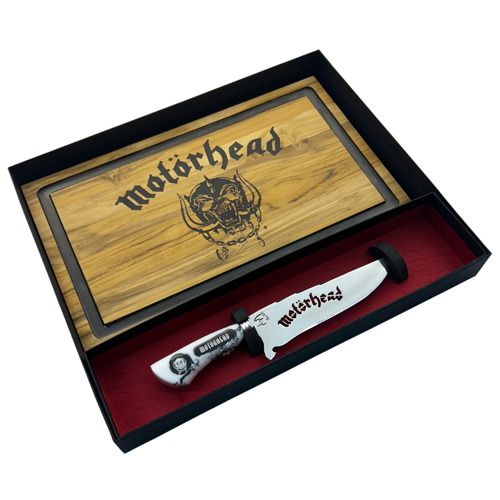 Kit Churrasco Motörhead - Faca 8" + Tábua Personalizada | Doma Crioula Cutelaria Artesanal