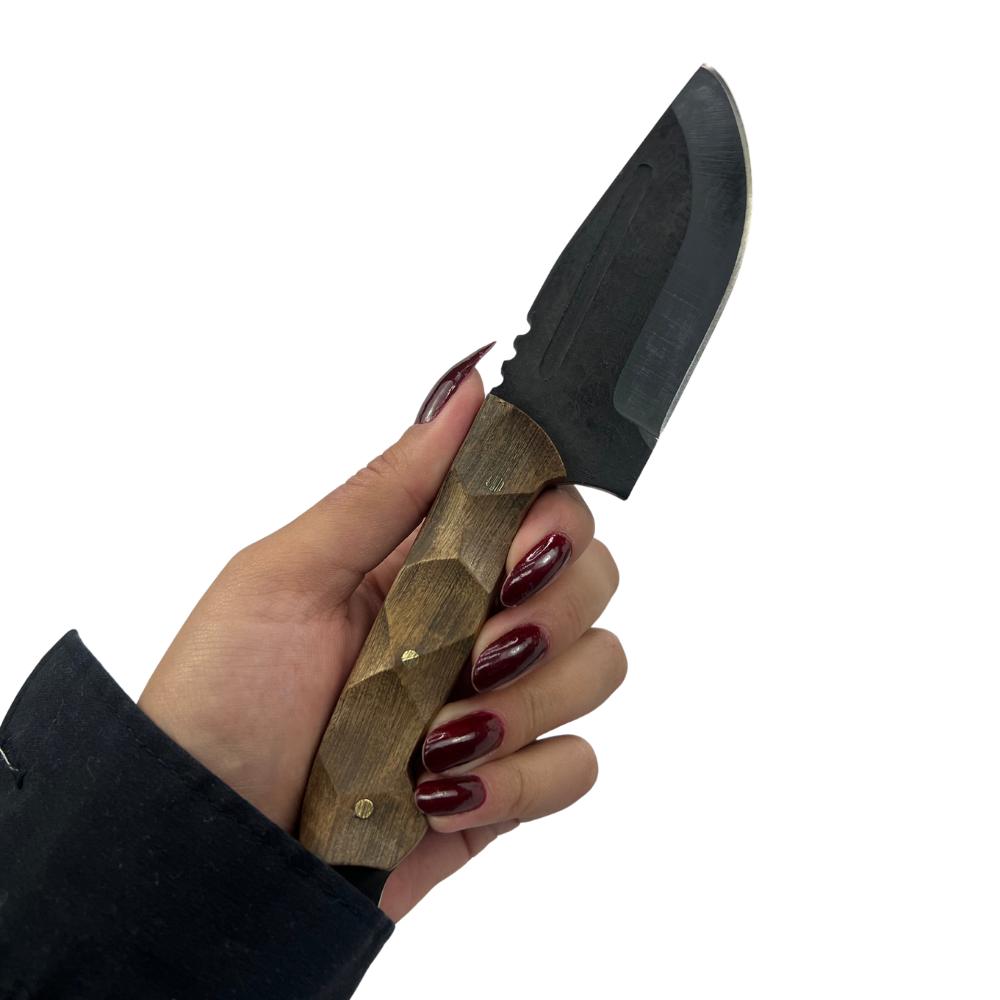 Kit 2 Facas Táticas Artesanais - Aço Carbono Full Tang - 11" e 4" - Cabo Madeira - Dorso 6mm